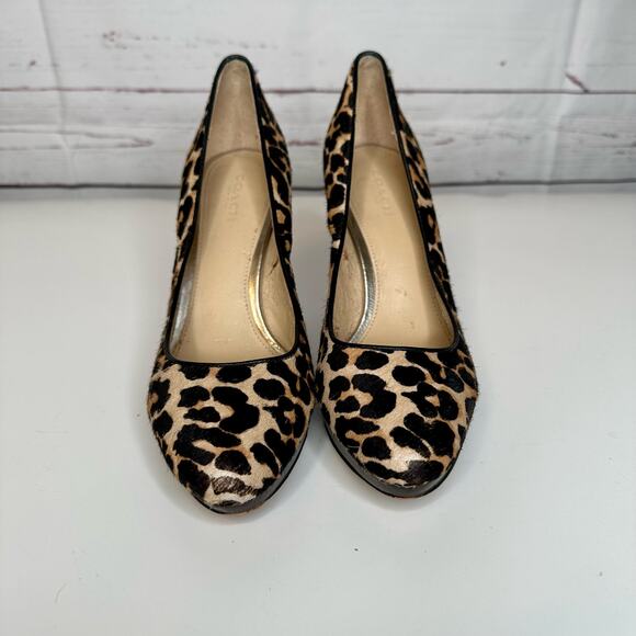 Coach | Giovanna Calf Hair Leopard Print Heels size 6.5 - Picture 7 of 10